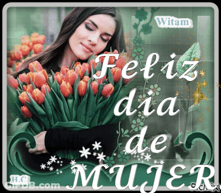 Woman Holding Flowers Feliz Dia De Mujer GIF