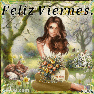 Woman Holding Flowers Feliz Viernes GIF