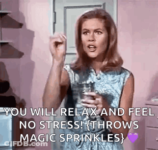 Woman Holding Glass Of Water Saying You Will Relax And Feel No Stress GIF