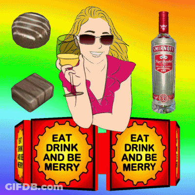Woman Holding Glass Of Wine And Smirnoff Bottle GIF