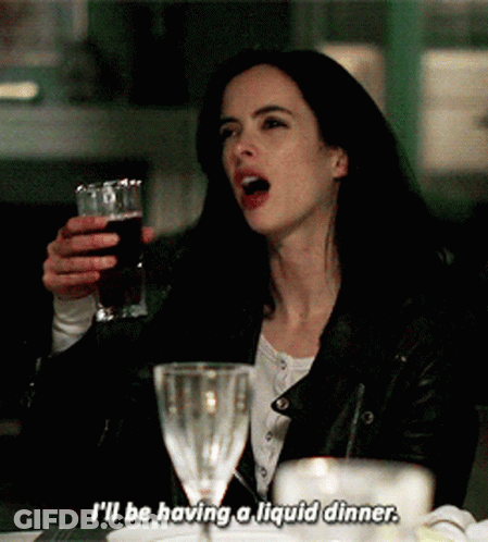 Woman Holding Glass Saying I'll Be Having A Liquid Dinner GIF