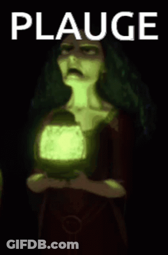 Woman Holding Glowing Object Saying Plague GIF