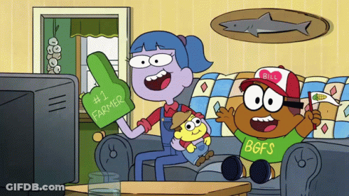Woman Holding Green Number 1 Farmer Foam Finger GIF