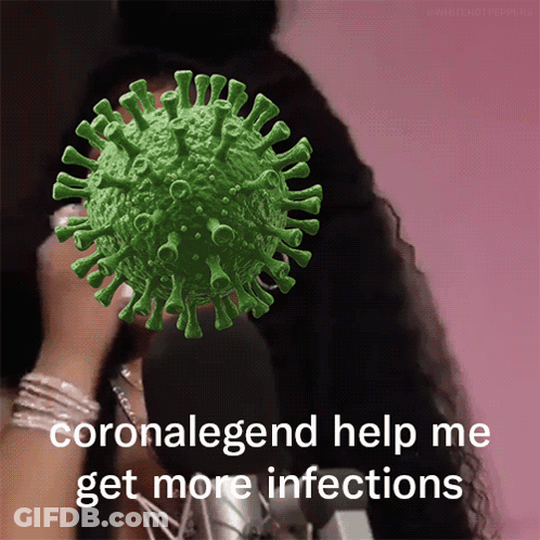 Woman Holding Green Virus With Coronalegend Help GIF