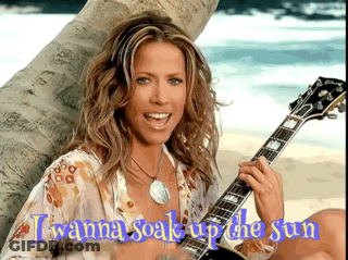 Woman Holding Guitar I Wanna Soak Up The Sun GIF