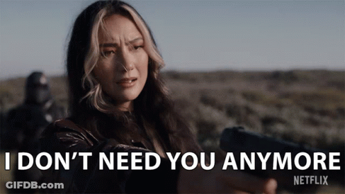 Woman Holding Gun Saying I Don't Need You Anymore GIF