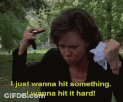 Woman Holding Gun Saying I Just Wanna Hit Something GIF