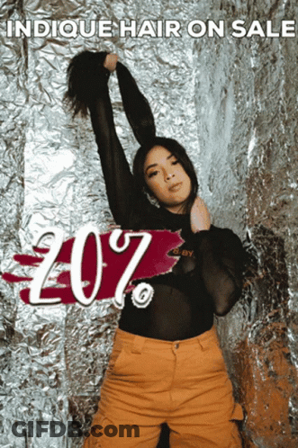 Woman Holding Hair In Hair Sale Ad GIF