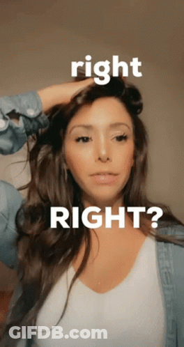 Woman Holding Hair Saying Right Right GIF