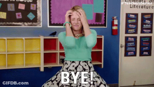 Woman Holding Head Saying Bye GIF