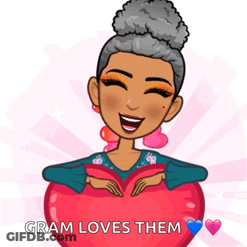 Woman Holding Heart Says Gram Loves Them GIF