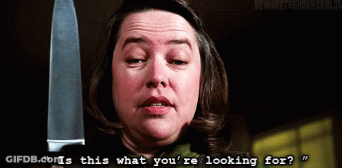 Woman Holding Knife Saying Is This What You're Looking For GIF