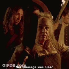 Woman Holding Knife Says Her Message Was Clear GIF