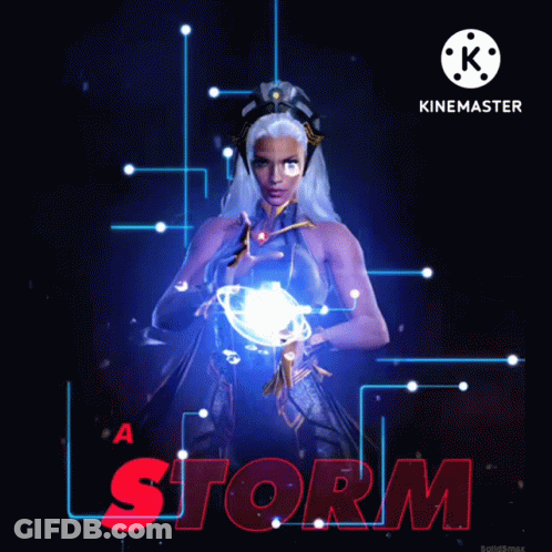 Woman Holding Light In Astonishing Storm GIF