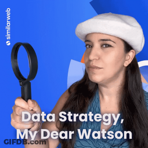 Woman Holding Magnifying Glass Saying Data Strategy My Dear Watson GIF