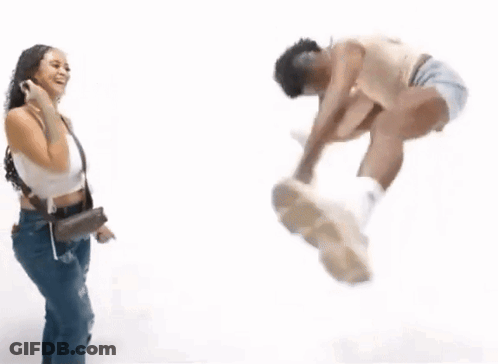 Woman Holding Man's Hand Laughing Woman GIF