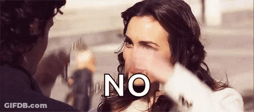 Woman Holding Man's Hand Saying No GIF