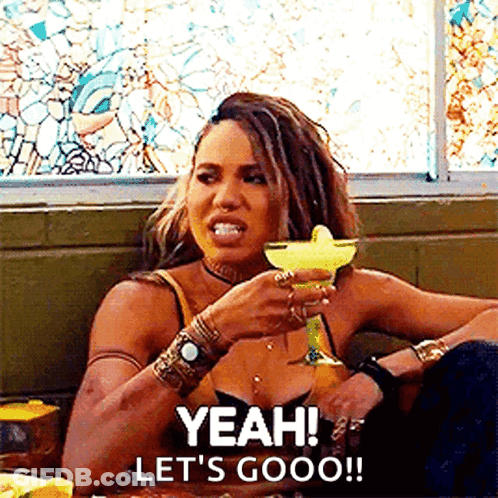 Woman Holding Margarita Saying Yeah Lets Go GIF