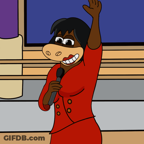 Woman Holding Microphone And Waving GIF