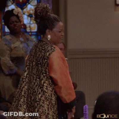 Woman Holding Microphone At Stained Glass Window Juju GIF