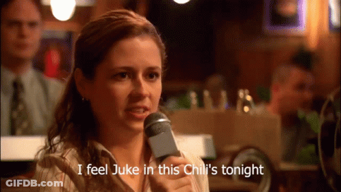 Woman Holding Microphone Saying I Feel Juke In Chili's Tonight GIF