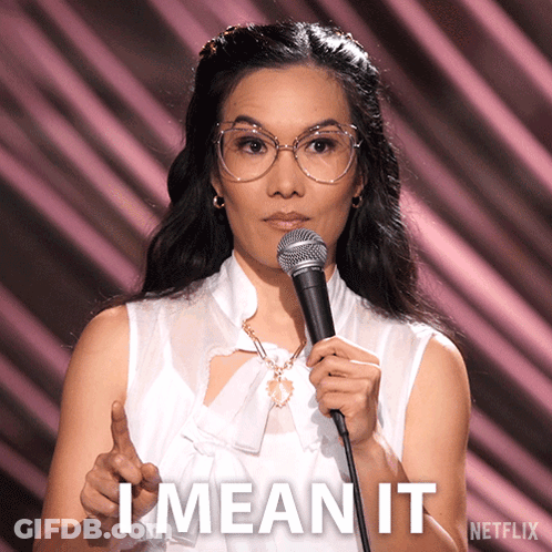 Woman Holding Microphone Saying I Mean It GIF