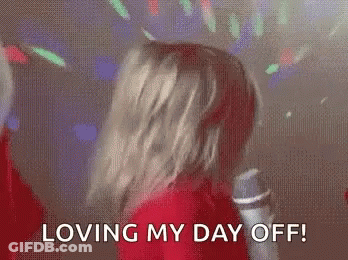 Woman Holding Microphone Saying Loving My Day Off GIF