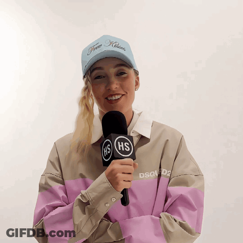 Woman Holding Microphone With HS GIF