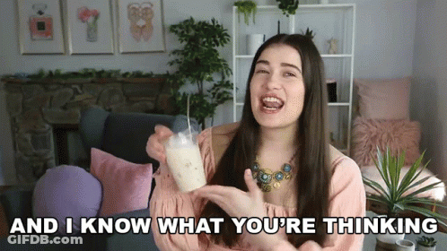 Woman Holding Milk Saying And I Know What You're Thinking GIF