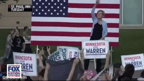 Woman Holding Minnesota For Warren Signs GIF