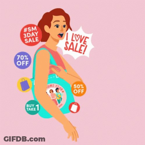 Woman Holding Money And I Love Sale Sign GIF