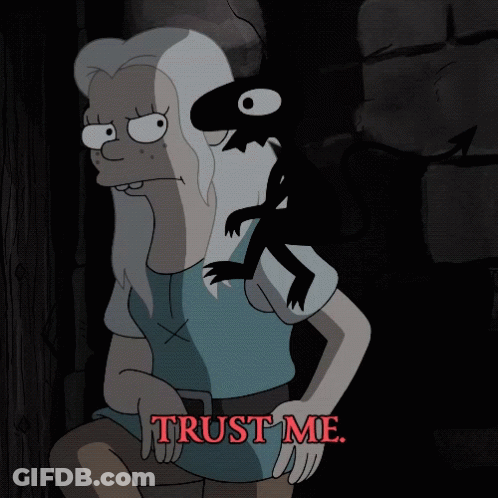 Woman Holding Monster Saying I Haven't Led You Astray In Minutes GIF