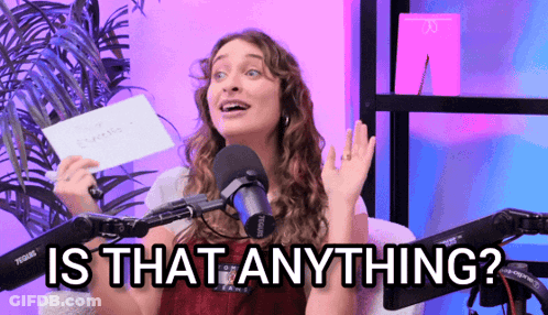 Woman Holding Paper At Microphone Saying Is That Anything GIF