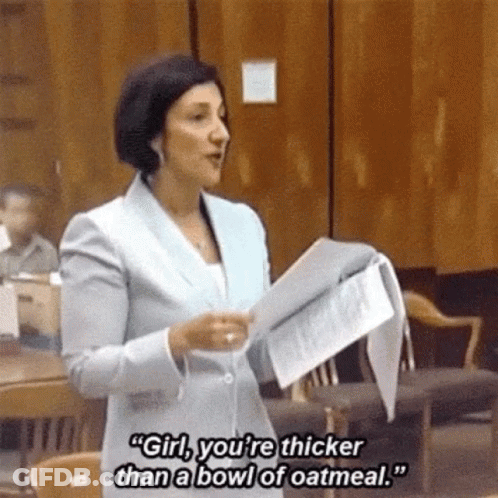 Woman Holding Paper Says Girl You're Thicker Than A Bowl Of Oatmeal GIF