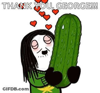 Woman Holding Pickle Saying Thank You George GIF