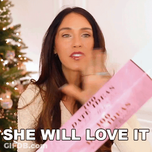 Woman Holding Pink Box She Will Love GIF