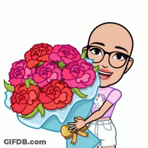 Woman Holding Pink Carnations GIF