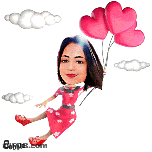 Woman Holding Pink Heart Balloons Bobble GIF