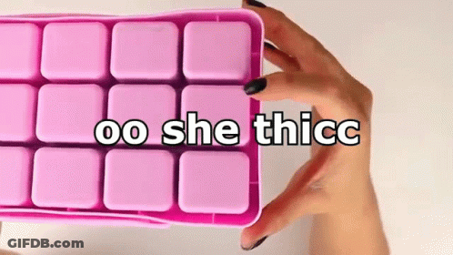 Woman Holding Pink Ice Cube Tray Saying Oo She Thicc GIF