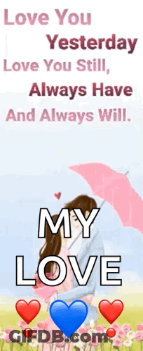 Woman Holding Pink Umbrella Love You Yesterday Always GIF