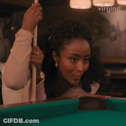 Woman Holding Pool Cue Smiling Yes GIF