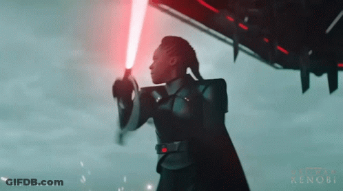 Woman Holding Red Lightsaber GIF