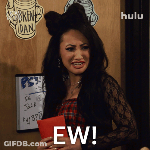 Woman Holding Red Wallet Saying Ew GIF