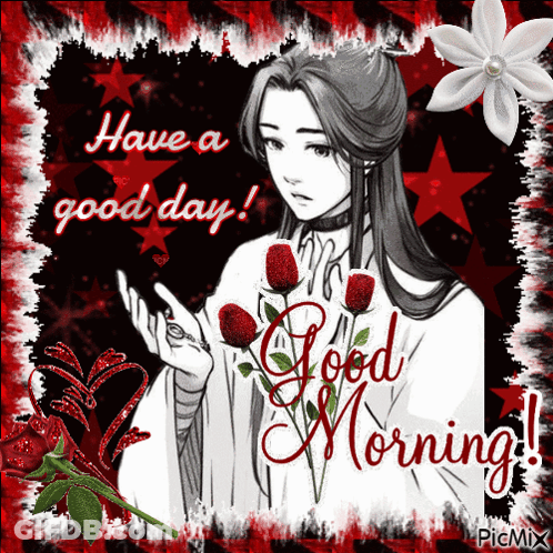 Woman Holding Roses Have A Good Day Good Morning GIF