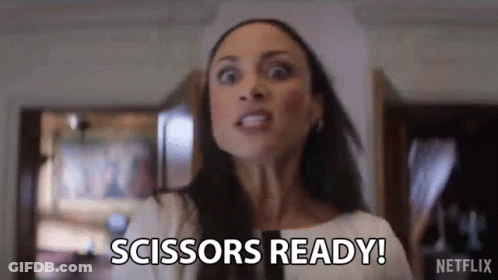 Woman Holding Scissors Saying Scissors Ready GIF