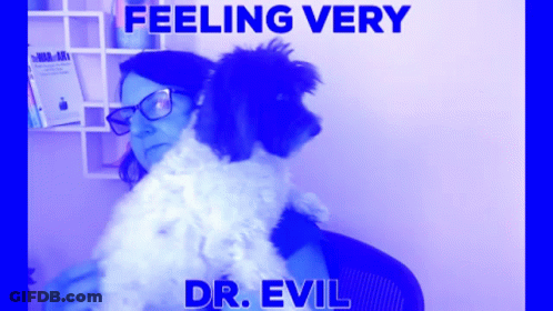 Woman Holding Small Dog Feeling Very Dr. Evil GIF