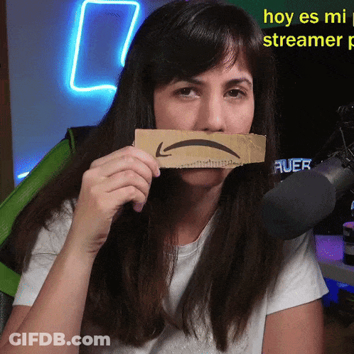 Woman Holding Smiley Face Cardboard GIF