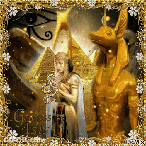 Woman Holding Snake Goddess Isis GIF