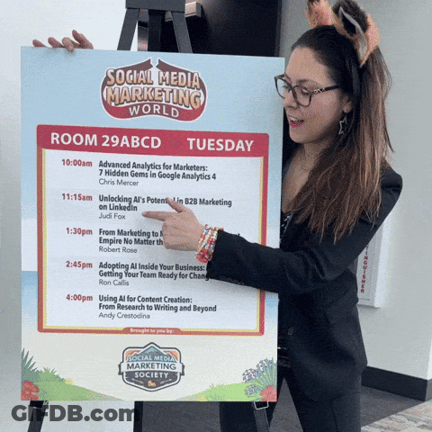 Woman Holding Social Media Marketing Sign GIF
