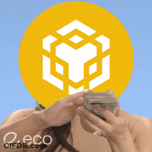 Woman Holding Stack Of Money In Front Of Yellow Circle With Eco GIF